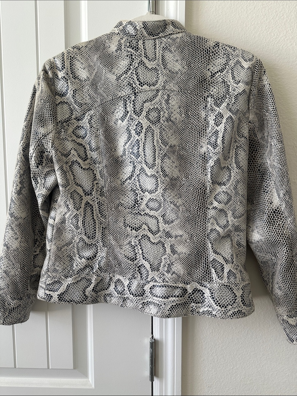 Ruby Rd. Snake-Print Zip Front Jacket - Grey & Cream - Picture 2 of 4
